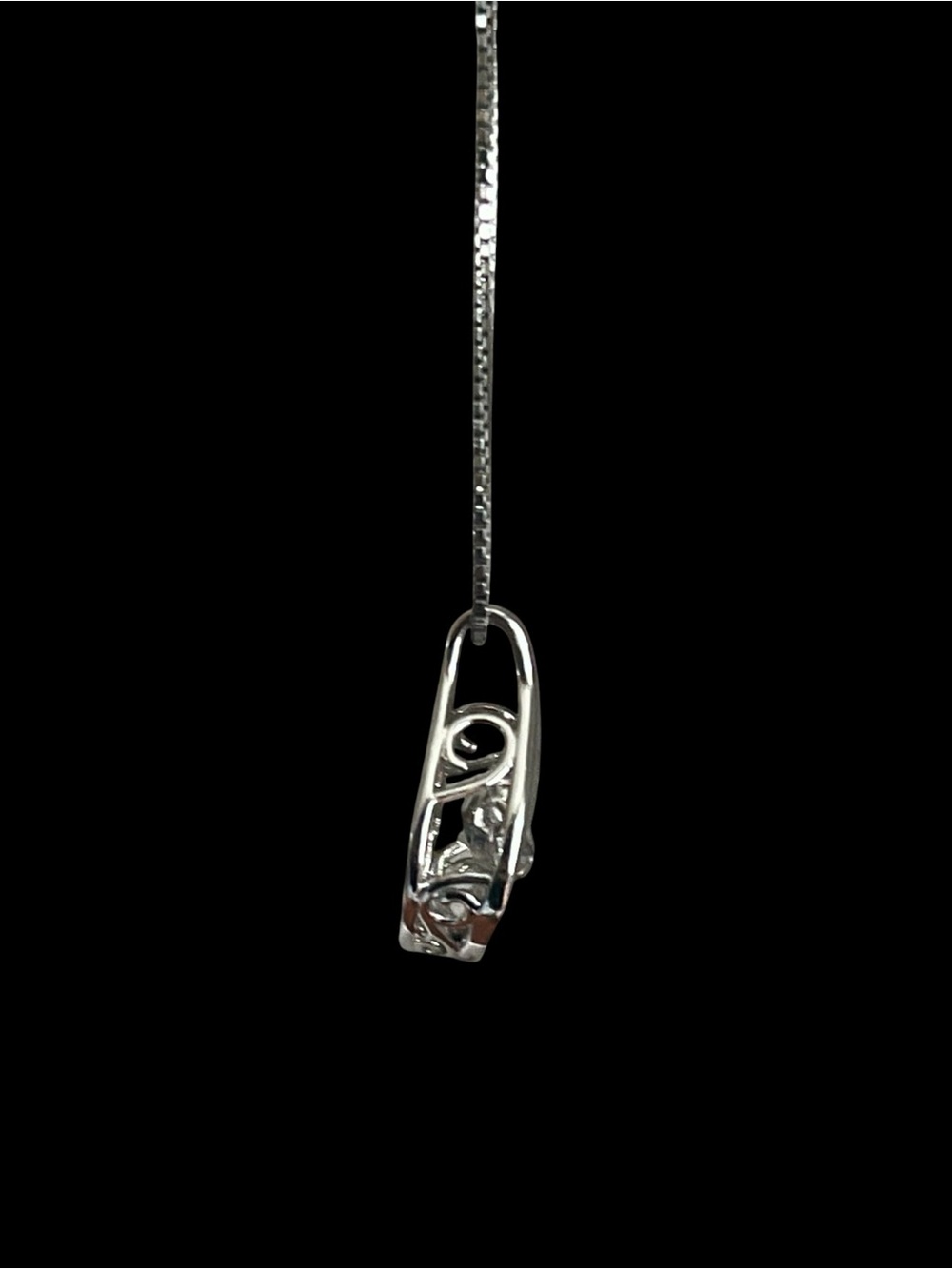 OTC Floating Diamond Simulated Solitaire Sterling Silver Pendant Necklace 18” - Picture 3 of 15